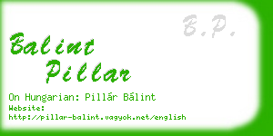 balint pillar business card